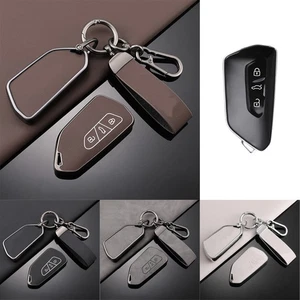Alloy Leather Car Key Fob Case Cover For VW Ateca Skoda Octavia Golf 8 Leon ID.4 - Picture 1 of 10