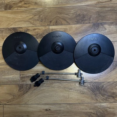 Lot Of 3 Roland HD-1 Cy-5 Drum Cymbals w/ Mounting Hardware - Tested - Image 1 of 4