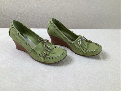 Sam Edelman Green Size 9.5 Moccasin Style Loafer Wedges 2'' - Image 1 of 4