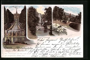 Lithographie Kassel-Wilhelmshöhe, Cascaden, Aquaduct-Wasserfall, Schloss 1898  - Picture 1 of 2