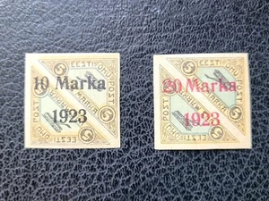 Estonia #C4-5 MH, 1923 10 & 20m Surcharges on #C1 Pair, Scott Catalog $ 30.00 - Picture 1 of 5