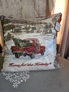 $39.00 -Hallmark Home For The Holidays Vintage Truck  - Christmas Pillow 18X18 - Picture 1 of 4