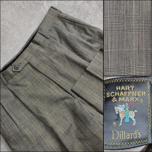 Hart Schaffner Marx Mens Pleated Pants 34x31 Glen Plaid Houndstooth Wool Comfort - Picture 1 of 16