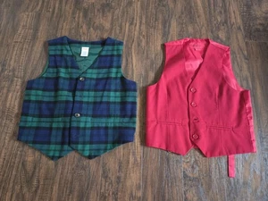 2 Boys Size 7 And 8 Christmas Holiday Vests - Picture 1 of 4