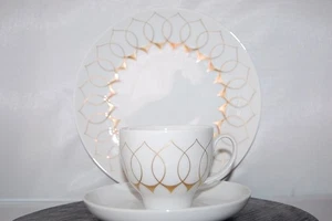 Kaffeetasse 3tlg. Kaffeegedeck  Lotus Goldsilhouette Rosenthal - Bild 1 von 3