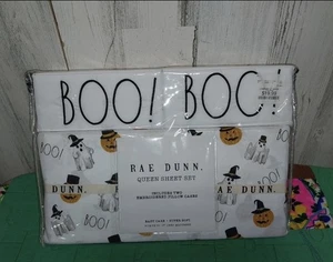 Rae Dunn Queen Bettwäsche Set BOO Halloween Geist Kürbisse Goth Witchy Deko NEU 2024 - Bild 1 von 4