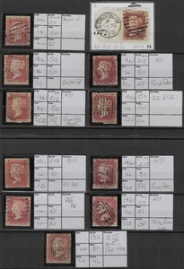 GB 1861 1d Red Assortment SG42 Plates 50/51 C12 Perf 14 D2/A4 Used (11v) - Picture 1 of 3