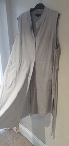 UNUSUAL CAPSULE SUEDE FEEL THIN LONGLINE CARDIGAN GILET LIGHT GREY JACKET SZ 24 - Picture 1 of 12