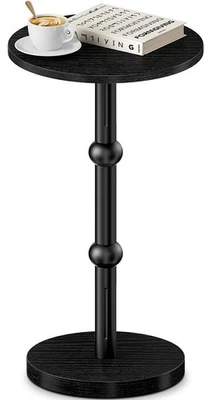 Drink Table, Small Round Side Table for Small Spaces,Round End Tables Metal leg - Image 1 of 4