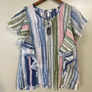 Stylish Women's Multicolor Striped Top by Ethyl Clothing L NWT - Picture 1 of 10