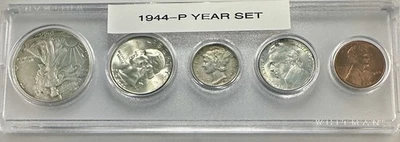 1944-P 5-Coin Year Set – AU – Brilliant Luster – Whitman Case - Image 1 of 4