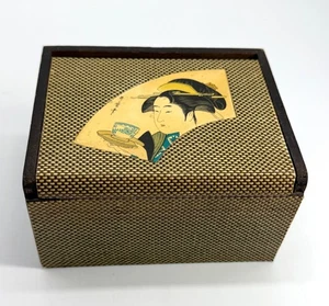 Vintage Japanese Box Asian Jewelry Trinket Hinged Lid With Mirror - Picture 1 of 9
