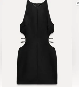 NUEVO CON ETIQUETAS VESTIDO ZARHINESTONECUTOUTMINI 9548/536 NEGRO BRILLANTE CÓCTEL VACACIONES FIESTA TALLA M - Imagen 1 de 6