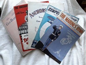 Patriotic Sheet Music Lot of 5 ARMY NAVY MARINES COAST GUARD - Picture 1 of 23