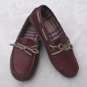 L.L.Bean Leder Mokassins Halbschuhe Damen burgunderrot kariert Futter bequem Freizeit 7 - Bild 1 von 10