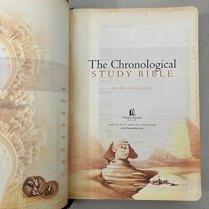 Chronological Study Bible New King James Version Black Genuine Cowhide Leather - Picture 1 of 11