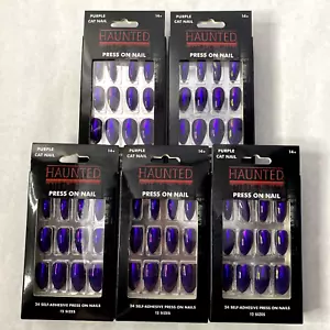 5 Packs of 24pc Press On Fake False Metallic Purple Nails - Picture 1 of 4