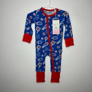 NWT LAREE + CO Bamboo Patriotic Snap Convertible Footie Fourth of July Newborn - Picture 1 of 4