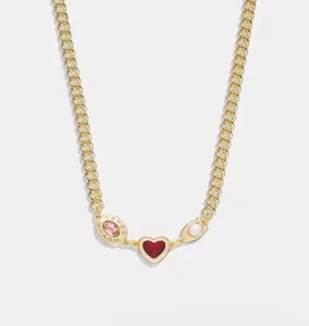 COACH Signature Stone And Heart Chain Necklace NWT! - Picture 1 of 8