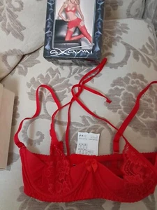 Axami Bluch Fever Red Sexy Balconette Bra With Lace Drapes Size 34C - Picture 1 of 1