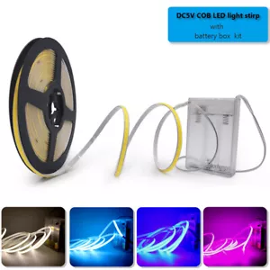 5V 5mm width COB LED light strip 320LED/m Battery box Powered Flexible light bar - Picture 1 of 11