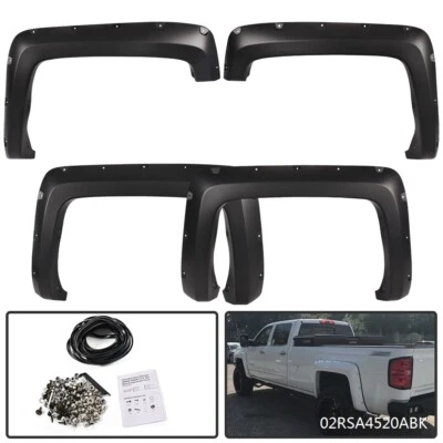 Fits 2014-2018 Chevy Silverado 6.5'-8' Bed Pocket Riveted Wheel Fender Flares - Image 1 of 4