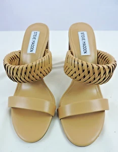 Steve Madden Women's Shoes Sandals Cathy Beige Braided Block Heels 7 M US - Picture 1 of 11
