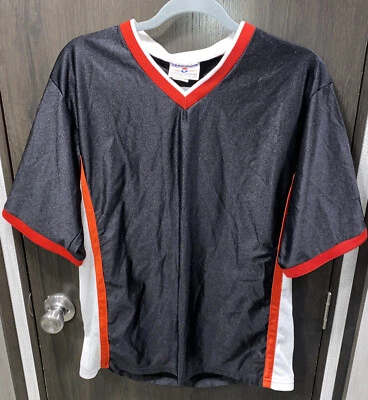 Camiseta deportiva de trabajo en equipo de colección blanca mediana negra, roja y blanca cuello en V Foto 1 de 4