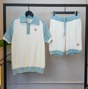 Casablanca Men Raglan Boucle Polo Short Set Medium Size - Picture 1 of 4