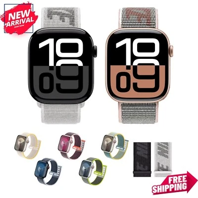 Apple Watch Nylon Loop Strap Sport Band For Series 9 8 7 SE 6 5 4 10 Ultra 3 2 1 - Image 1 of 4