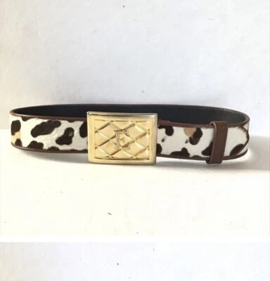 AUTÉNTICO ESCADA Cinturón con Hebilla Dorada de Cuero Estampado de Piel de Leopardo 36 Precioso 🌸🌸 Foto 1 de 4