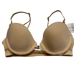 Fredericks Beige Padded Push-Up Bra Adjustable Straps & Front Closure 32B NWT - Picture 1 of 5