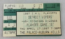IHL 1997 02/28 Michigan K-Wings at Detroit Vipers Playoff Game “A” Hockey Ticket