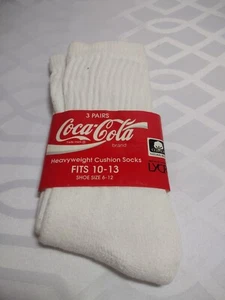 Vintage Coca-Cola Heavyweight Cushion Socks Shoe Size 6-12 3 Pack - Picture 1 of 2