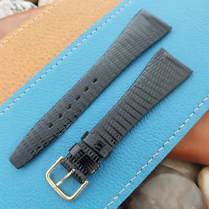 20mm Kalbe France Thin Black Lizard Unused Classic 1970s Vintage Watch Band - Picture 1 of 4