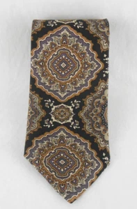 Harve Benard Vintage Mens Bronze Brown Black Paisley Silk Tie New with Box - Picture 1 of 7