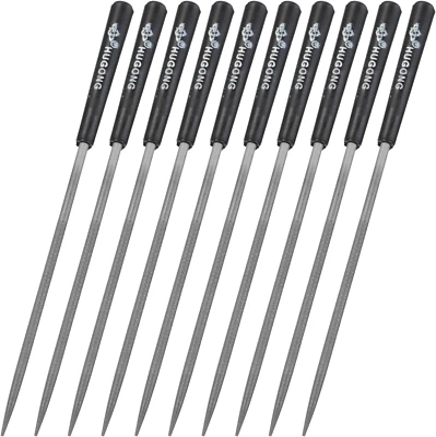 Uxcell 10Pcs Second Cut Steel round Needle File W Plastic Handle, 3Mm X 140Mm - Image 1 of 4