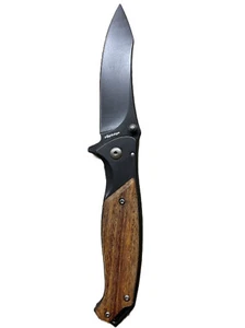 Fox Edge FE044 Framelock Wooden Handle Pocket Knife Ambidextrous Thumb Stud - Picture 1 of 3