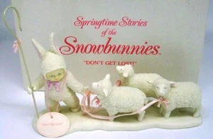 VINTAGE '95 DEPT 56 SNOWBABIES "DON'T GET LOST" SNOWBUNNIES EASTER FIGURE +BONUS - Picture 1 of 7