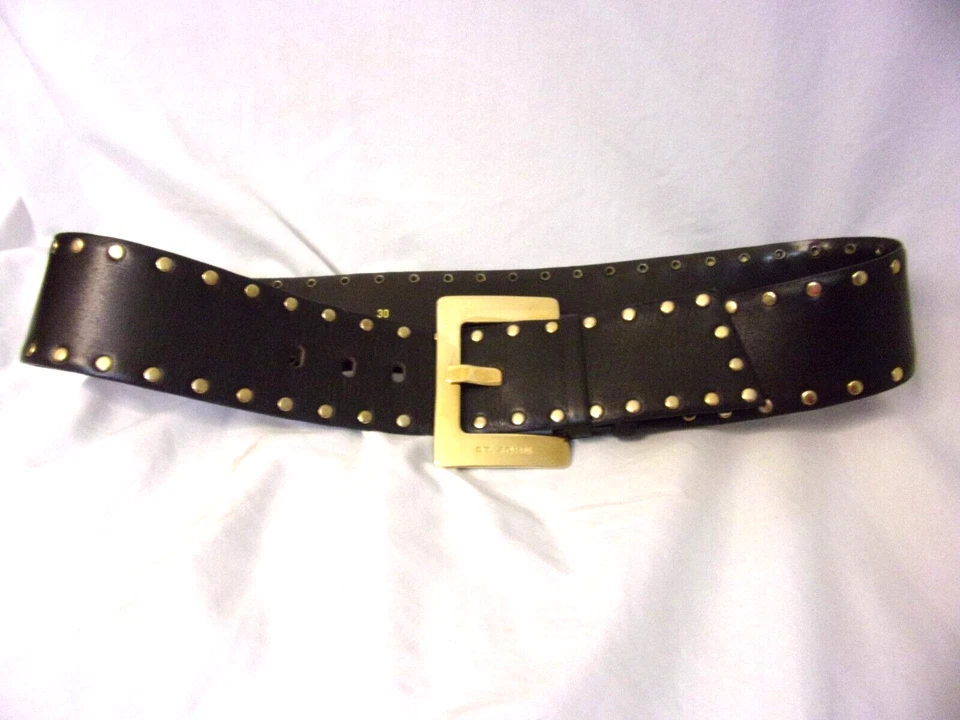 St. John Large Brown Leather  gold Studded Belt 30 Lovely Statement  Belt - Image 1 of 4