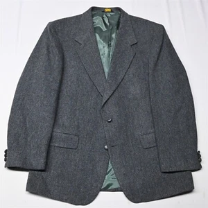 Vtg Farah 42R Gray Herringbone Tweed Wool Mens Blazer Suit Jacket Sport Coat - Picture 1 of 12
