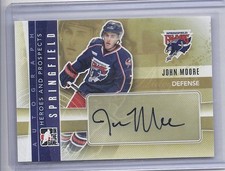 2011-12 IN THE GAME HEROES PROSPECTS JOHN MOORE AUTOGRAPH A-JM BLUE JACKETS
