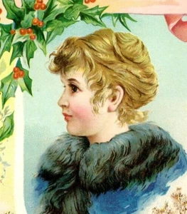 1880s Woolson Spice Co. Lion Coffee Christmas Greetings Card Lovely Woman - Picture 1 of 4