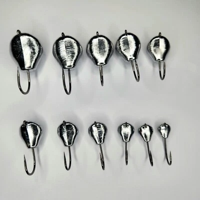 HURST TACKLE SUPPLY Tog Jig 10PK, Tautog, Blackfish, Sheepshead, unpainted 2X Mustad Hooks