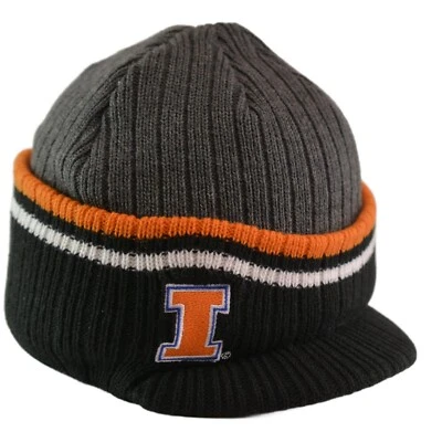 Illinois Fighting Illini NCAA Team Logo Knit Beanie Winter Hat with Visor - Image 1 of 4