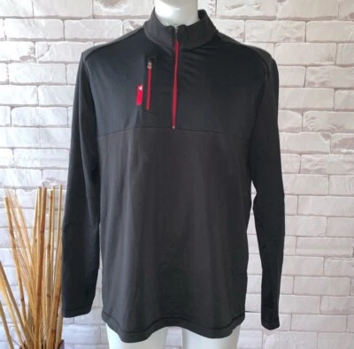 Adidas Golf Masculino Puremotion Mídia Mista Quarto de Zíper Preto/Vermelho Ousado Masculino Grande - Imagem 1 de 4