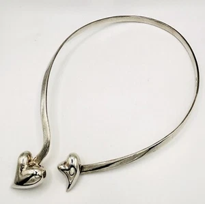 LOS BALLESTEROS 925 Sterling Silver Vintage Love Heart Collar Necklace TAXCO 68g - Picture 1 of 8