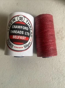 Irish Waxed Linen Thread Country Red (50gr, 100y) 4Ply Cording Crawford - Picture 1 of 4
