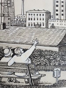 Zeichnung Illustration ArchitekturTusche Max Radler Simplicissimus um 1965 - Picture 1 of 8