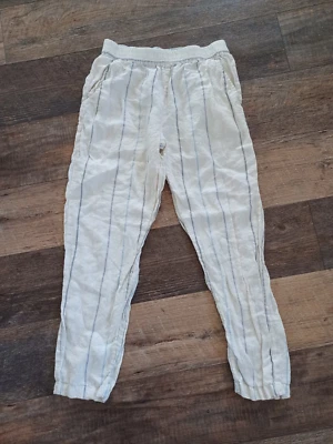 C&C California Pants Womens  Linen Lightweight white striped - Image 1 of 4